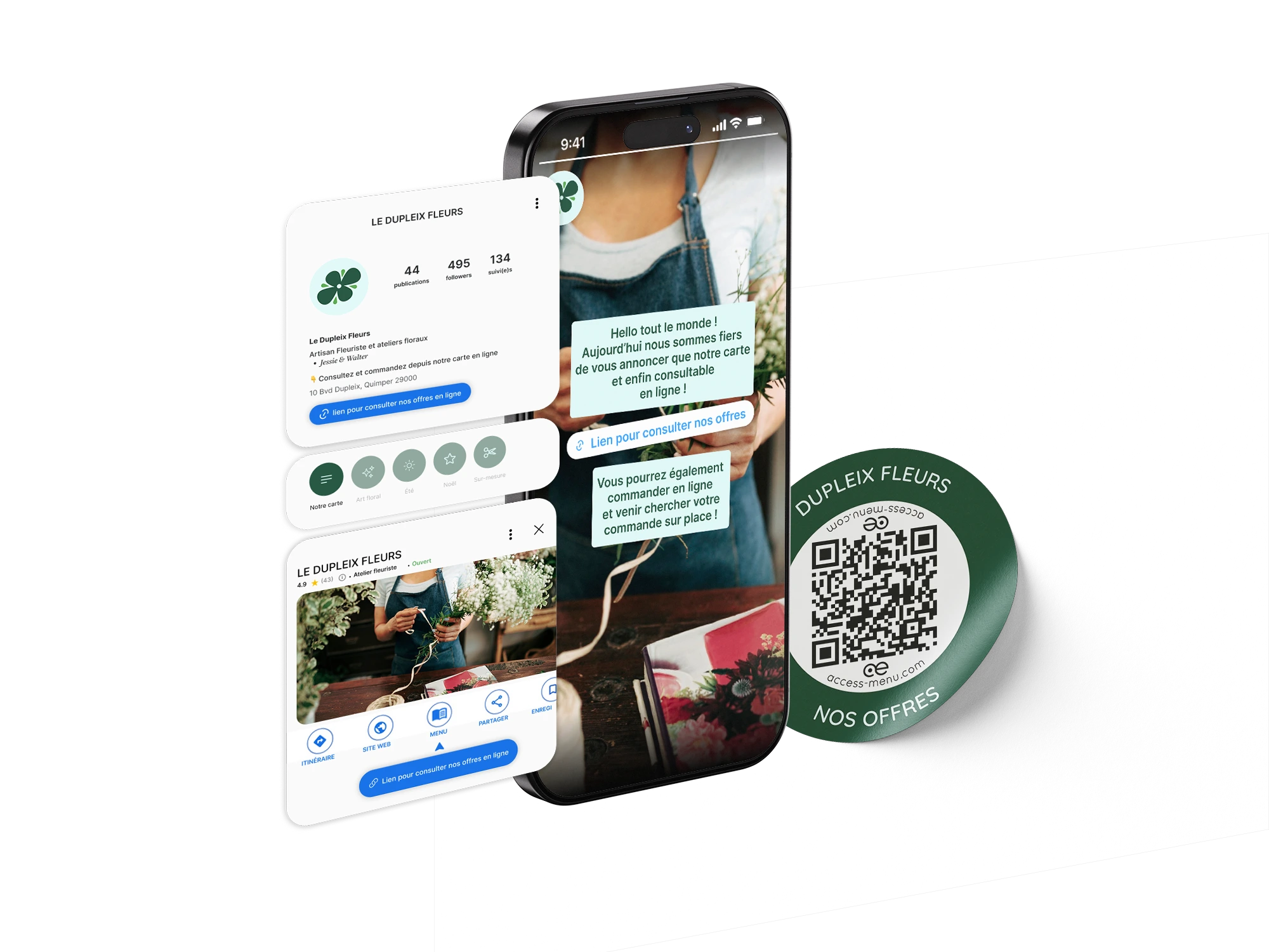 Déployer vos offres et rendez accessible votre carte depuis les réseaux sociaux, site web ou vos stickers dédiés